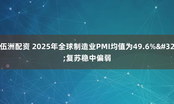 伍洲配资 2025年全球制造业PMI均值为49.6% 复苏稳中偏弱